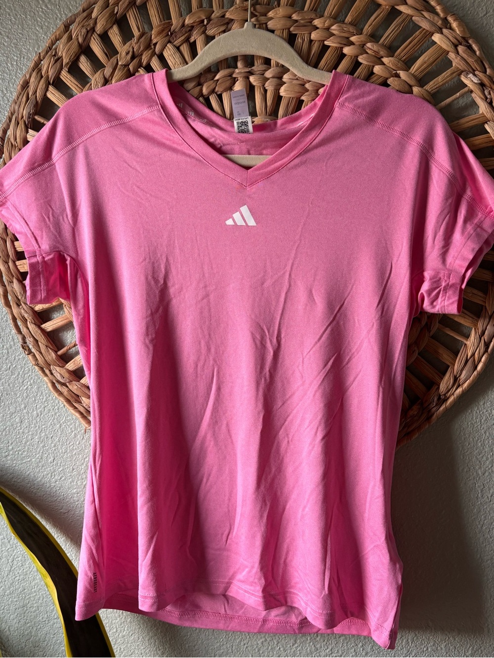 adidas Women's Pink V-Neck Athletic Tee